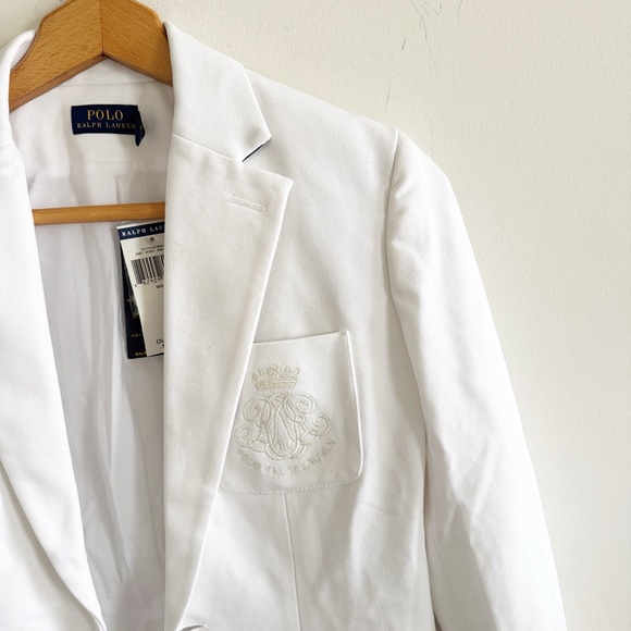 Polo Ralph Lauren monogram crest white blazer with silver buttons Size 2 NWT - Picture 3 of 10